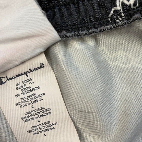 Champion Womens Track Pants Allover Logo Print Size Large Black Pockets Jogger - Picture 12 of 14